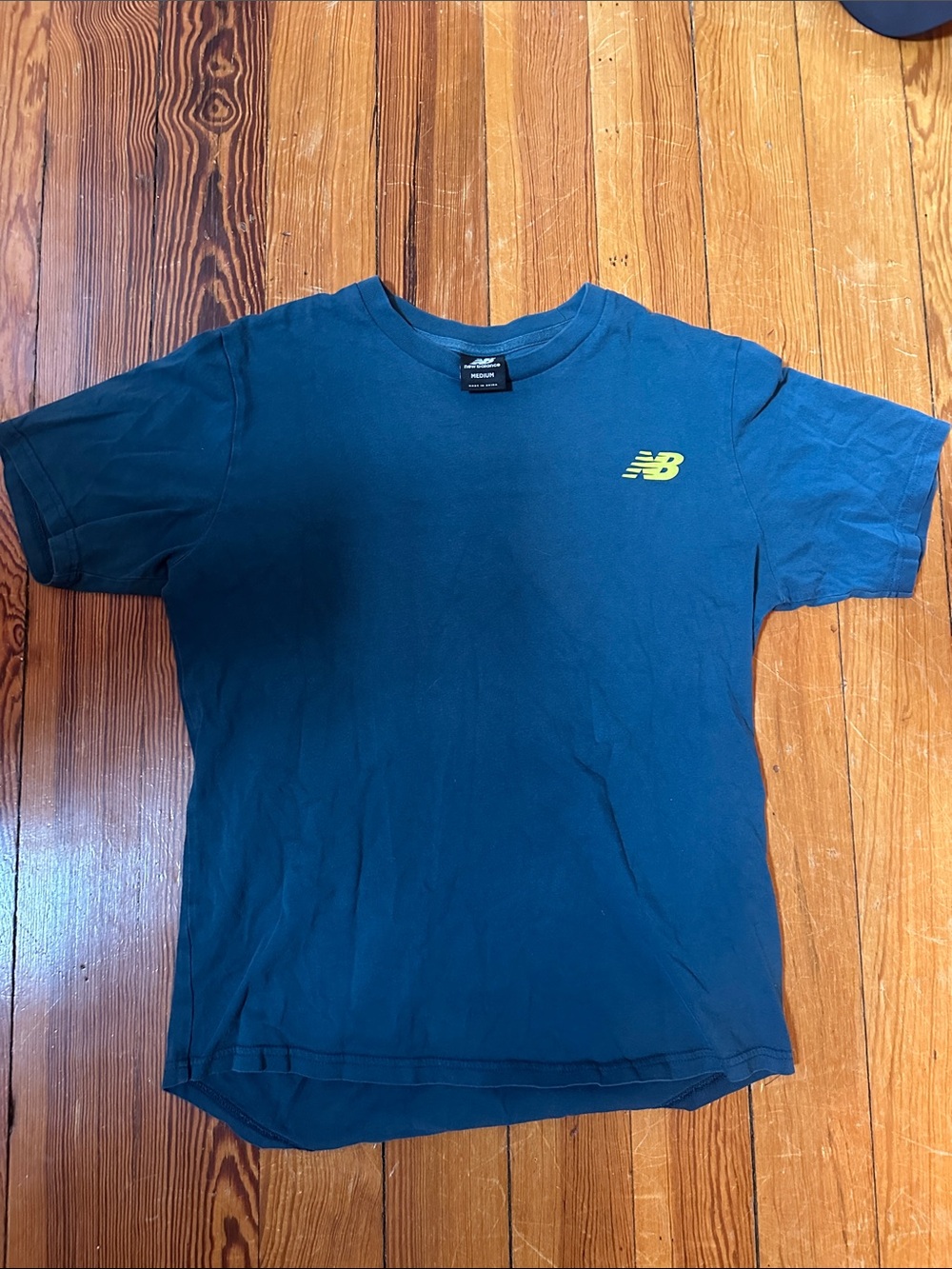 New Balance Teal Crew Tee with Neon Green Logo